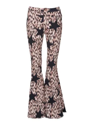 Get it on Star and Leopard Print Flared Bell Bottoms