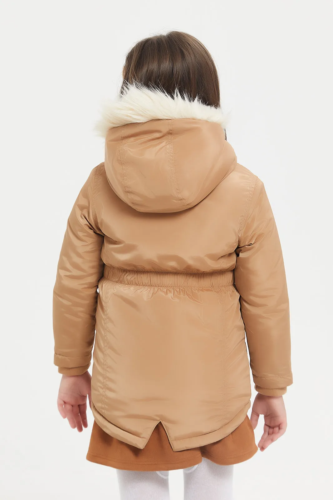 Girls Brown Parka Jacket