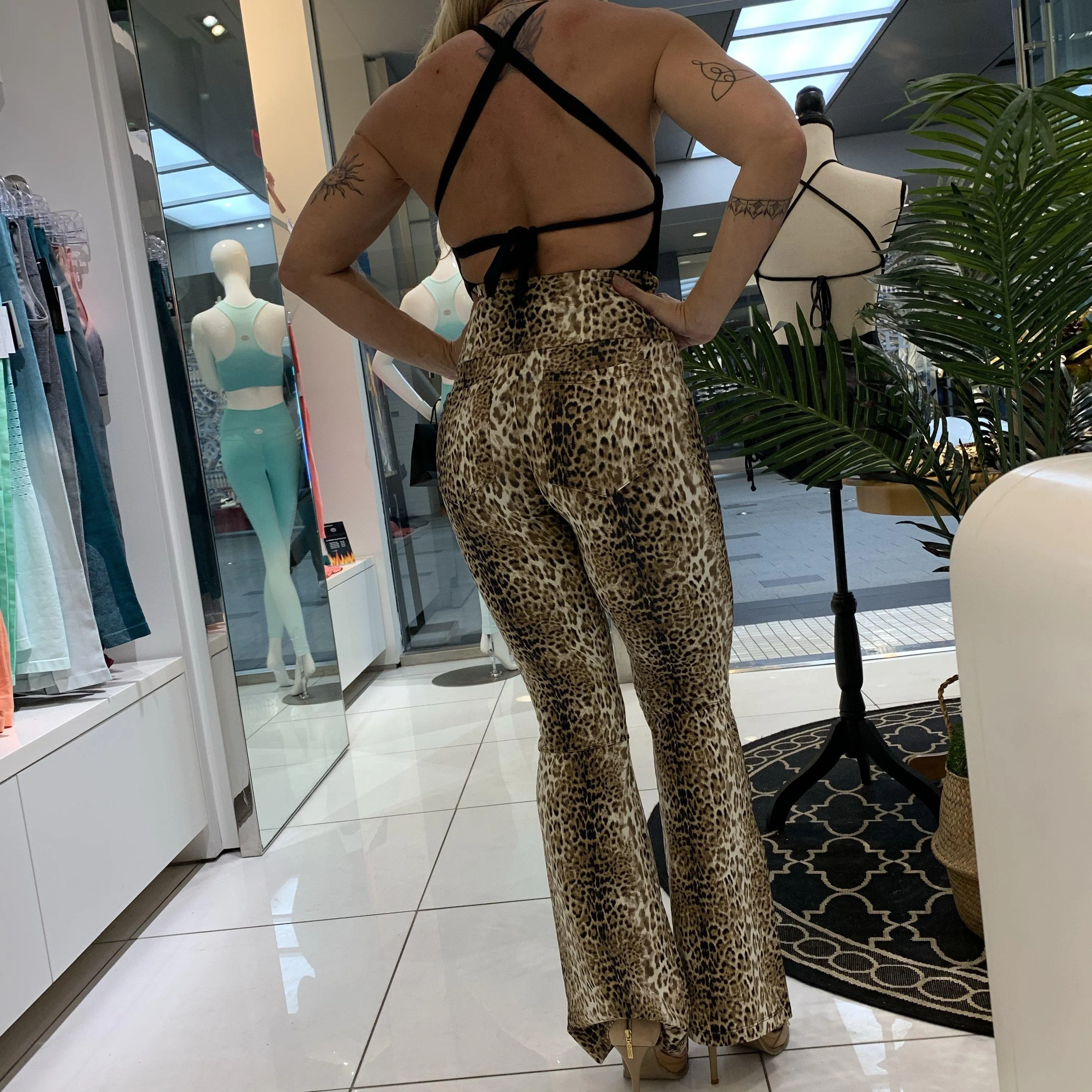 Golden Leopard Flare Pants