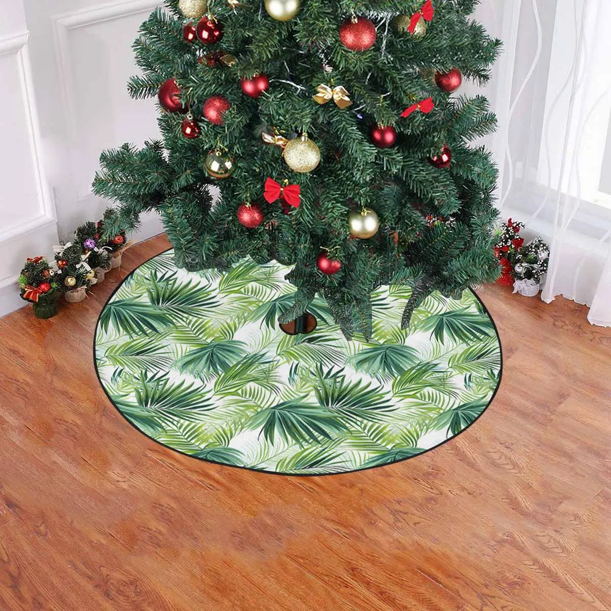 Green Palm Leaves  Christmas Tree Skirt