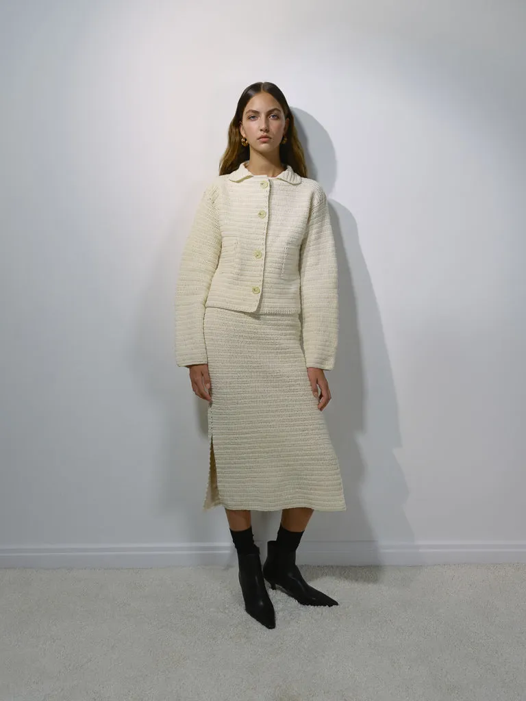 Hand-knitted ivory jacket