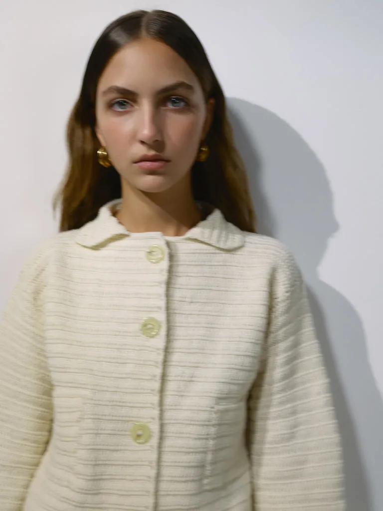 Hand-knitted ivory jacket