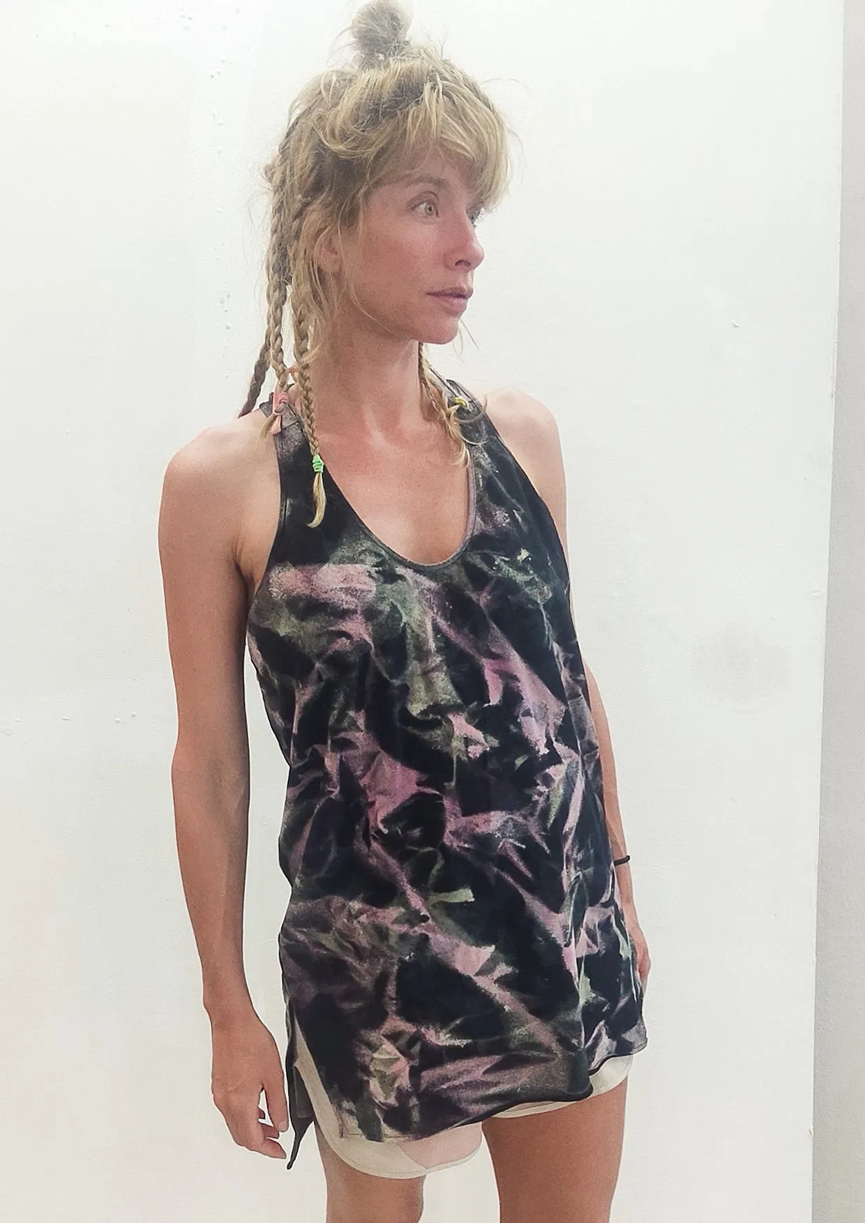 HANDPAINTED - TANK TOP/DRESS - COTTON JERSEY black painted