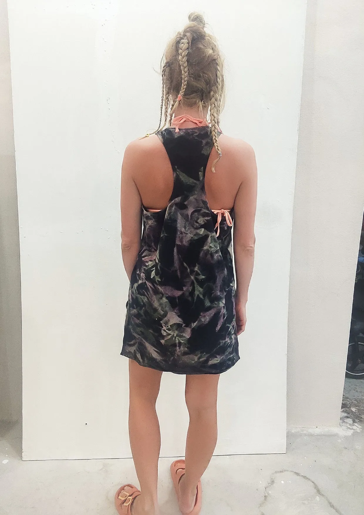 HANDPAINTED - TANK TOP/DRESS - COTTON JERSEY black painted