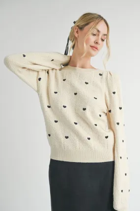 HEART EYES EMBROIDERED SWEATER