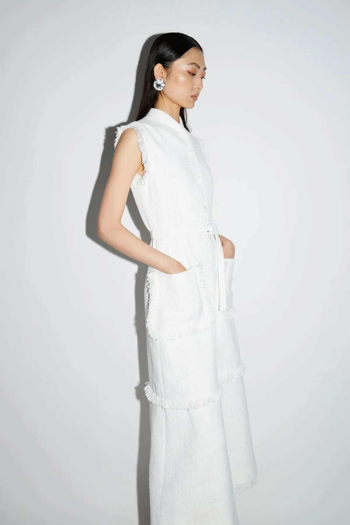 Huishan Zhang - Felicity Dress in White Tweed