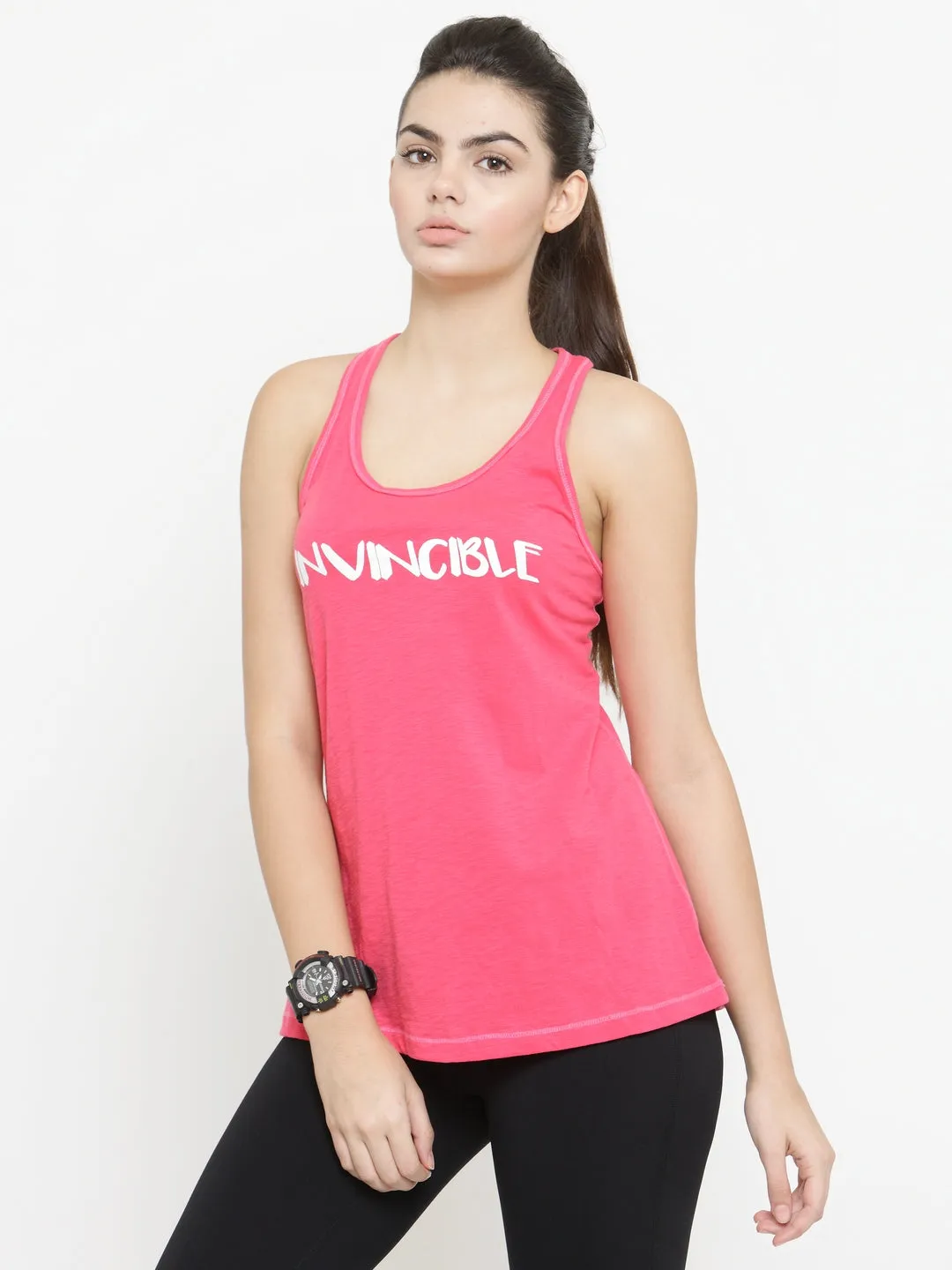 Invincible Women’s Athleisure Slogan Workout Tank Top