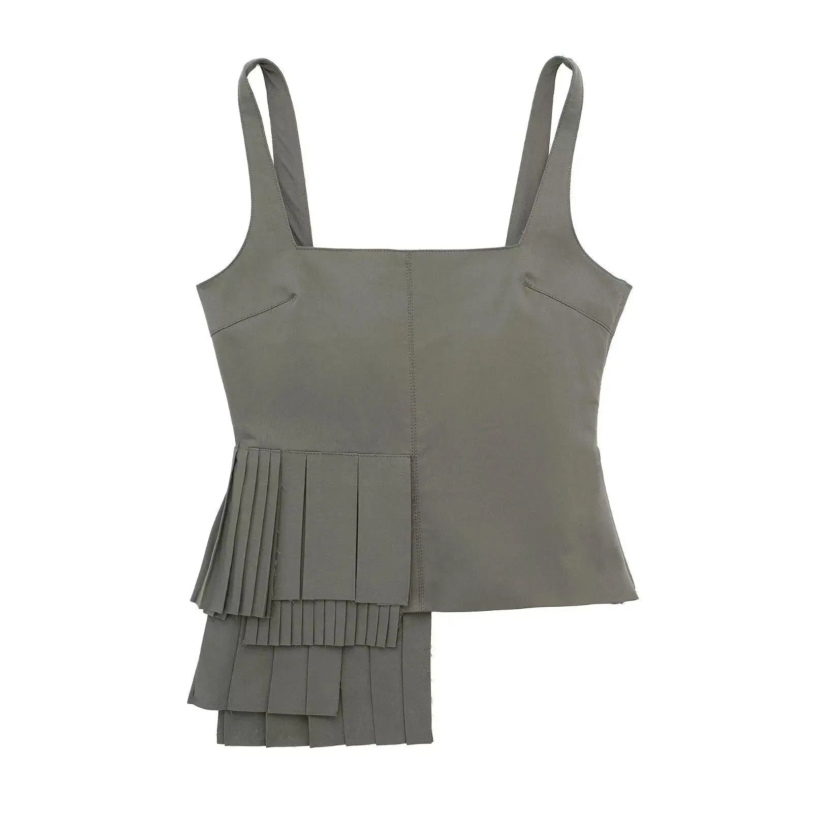 Irregular Pleated Camisole Dress: Chic Sleeveless Mini for Summer Style