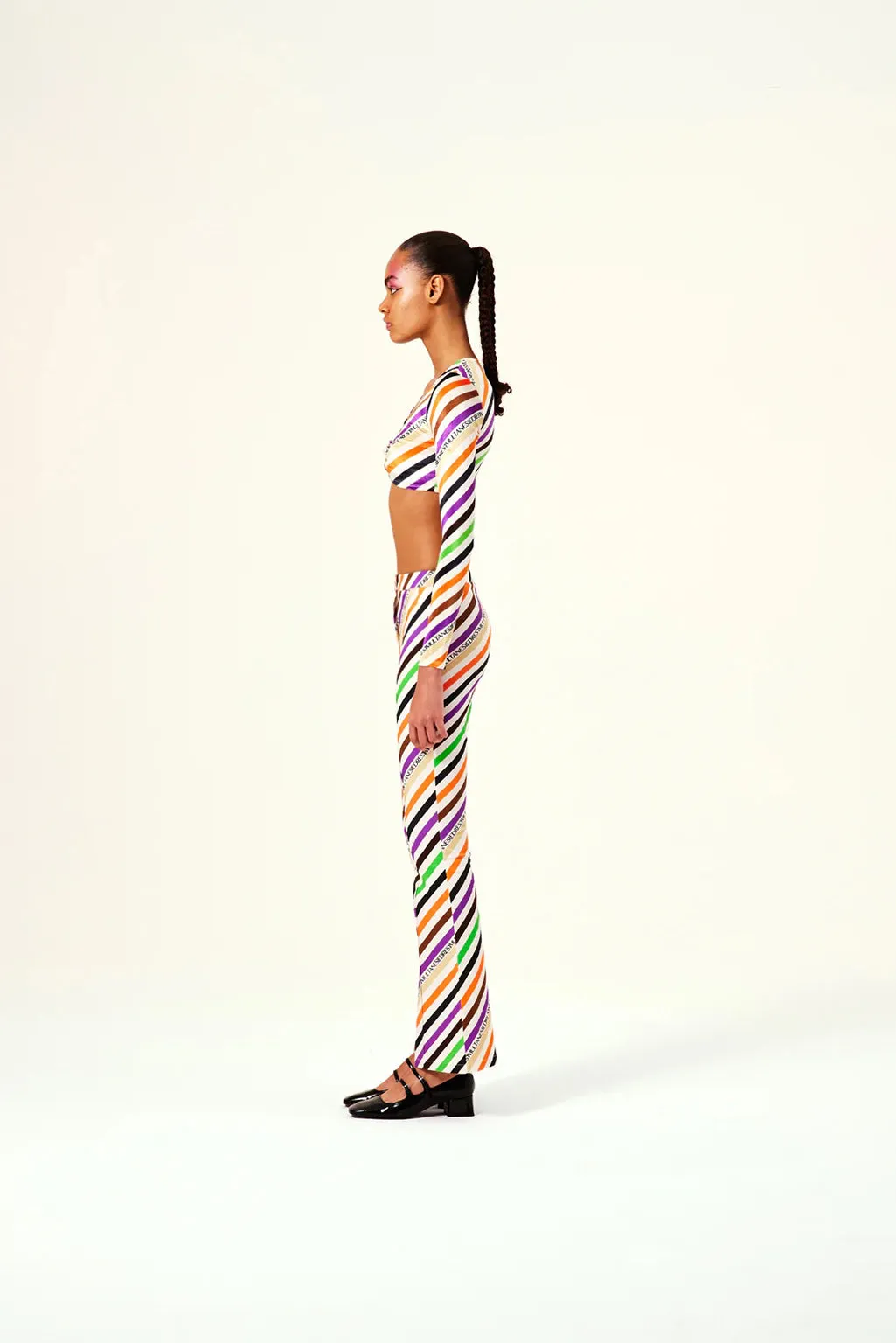 ISLA DIAGONAL STRIPED FLARE PANTS