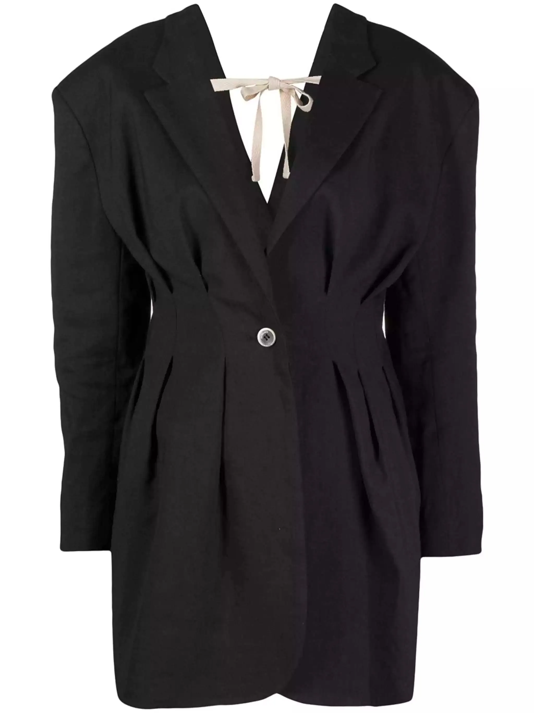 Jacquemus La Veste Camargue Black Hemp Wool Blazer Dress 36 S