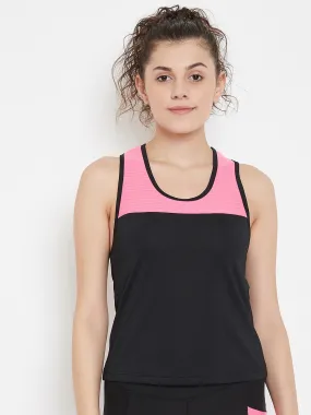 JUMP USA Women Black & Pink Training Tank Top