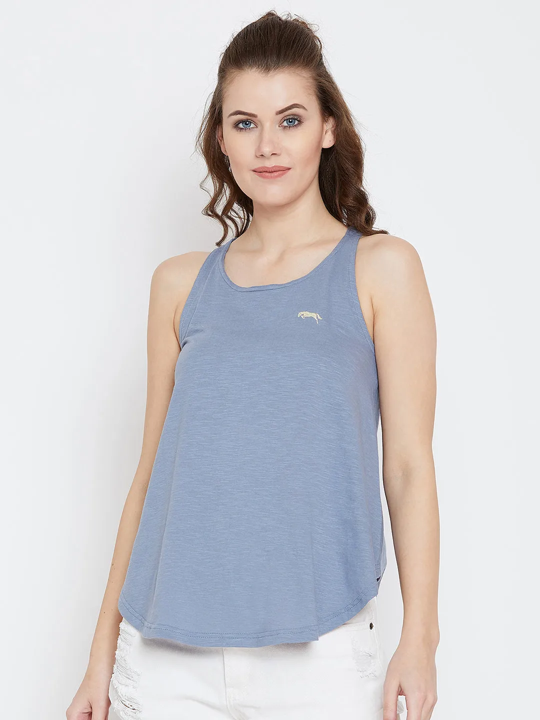 JUMP USA Women Blue Solid Tank Top