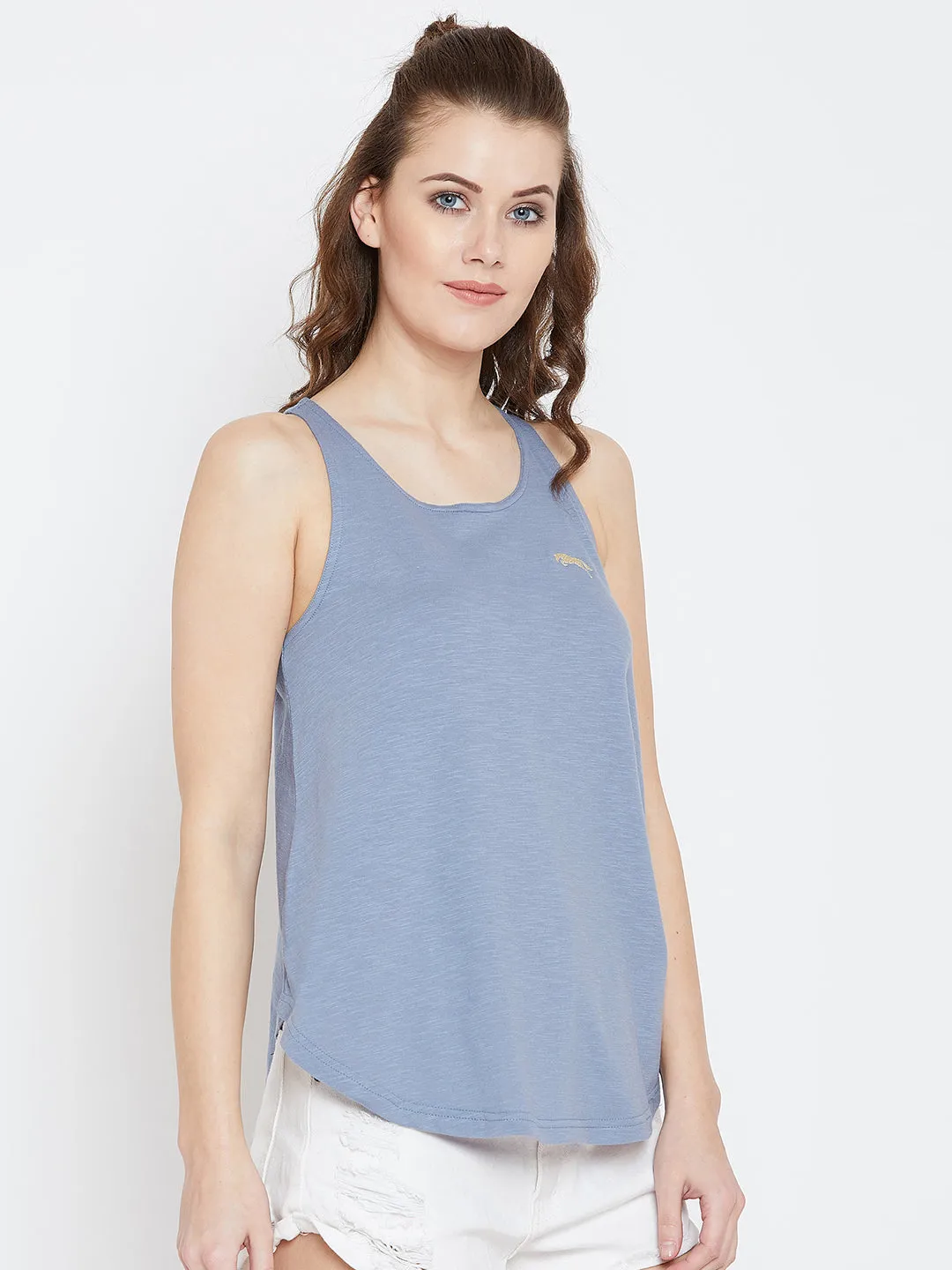 JUMP USA Women Blue Solid Tank Top