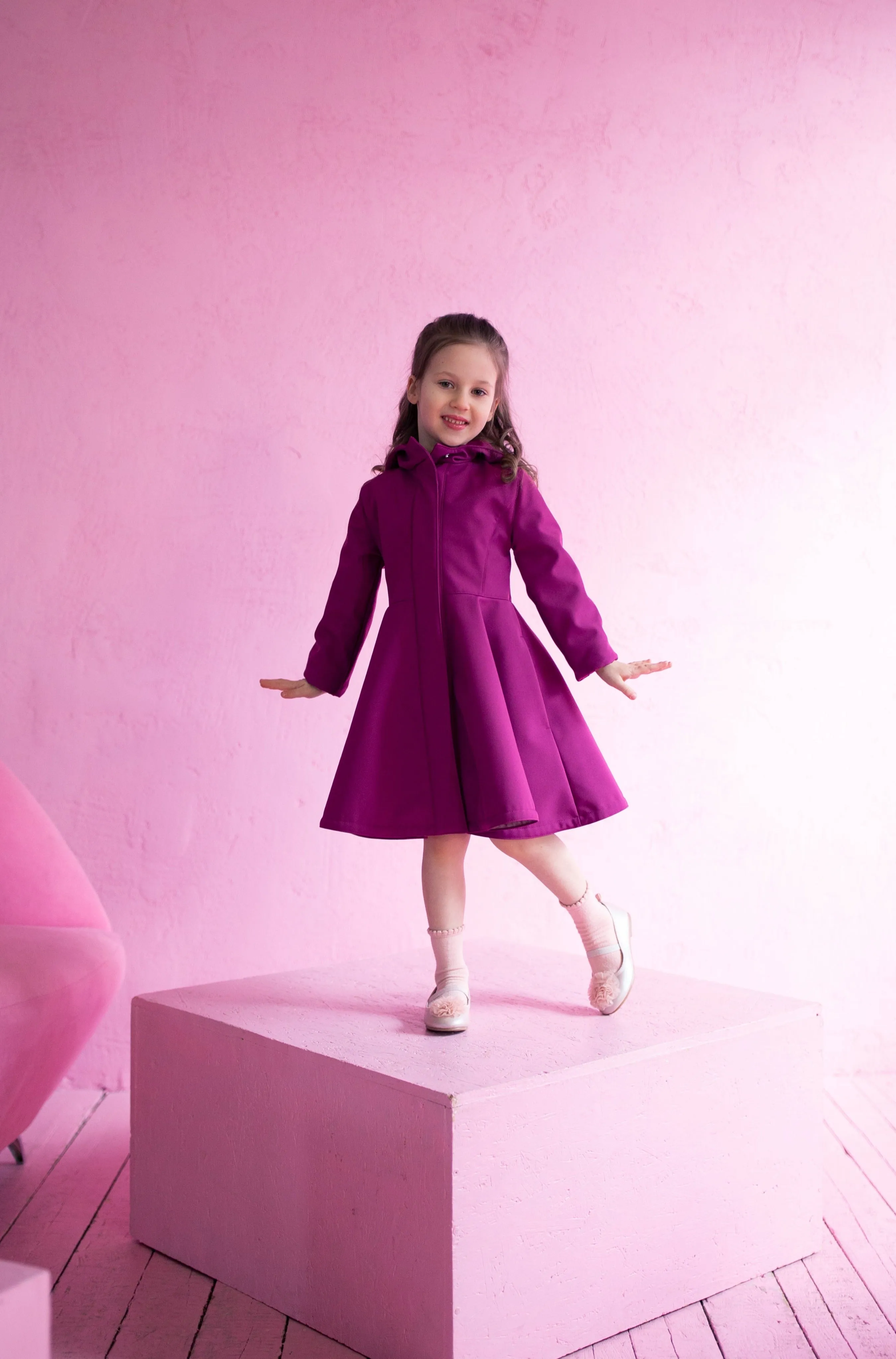 Kids' Raspberry Dream Raincoat Bright Pink