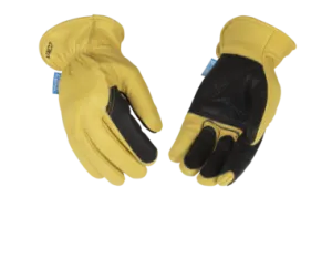 Kinco 387P HydroFlector Golden aquaHIDE Water-Resistant Full-Palm Reinforcement Patch  Leather Hem Wing Thumb Design Glove (One Dozen)