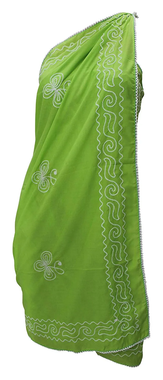 LA LEELA Rayon Wrap Pareo Swimsuit Women Beach Sarong Solid 72"X42" Green_25