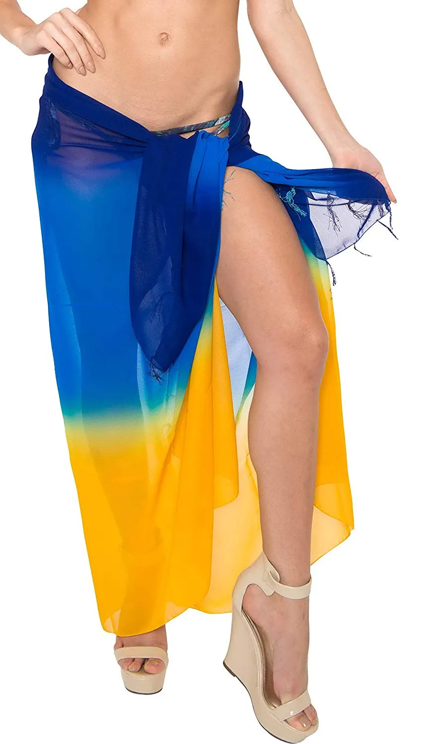 LA LEELA Sarong Bathing Suit Pareo Wrap Bikini Cover ups Womens Chiffon Swimsuit Swimwear