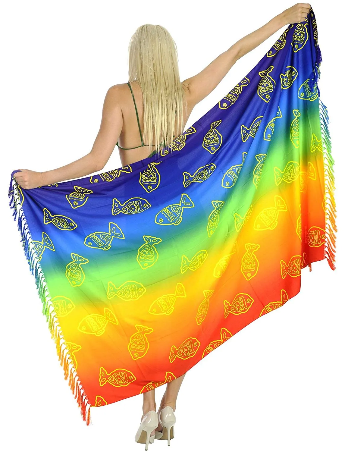 LA LEELA Sarong Bathing Suit Pareo Wrap Bikini Cover ups Womens Chiffon Swimsuit Swimwear