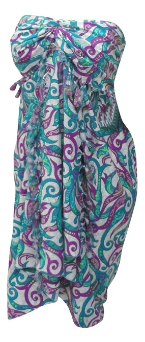 LA LEELA Soft Light Bikini Suit Girls Cover Up Sarong Printed 72"X42" Multi_887