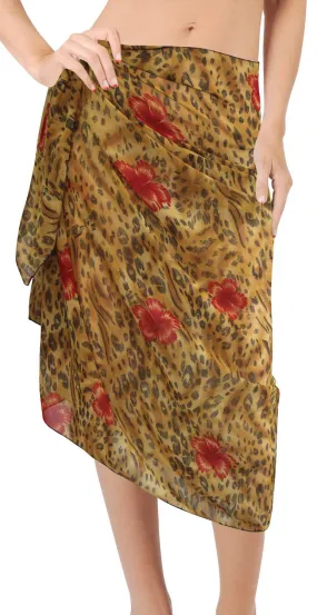 LA LEELA Women's Hawaiian Sarongs For Women Plus Size Beach Wrap 72"x42" Brown_M23