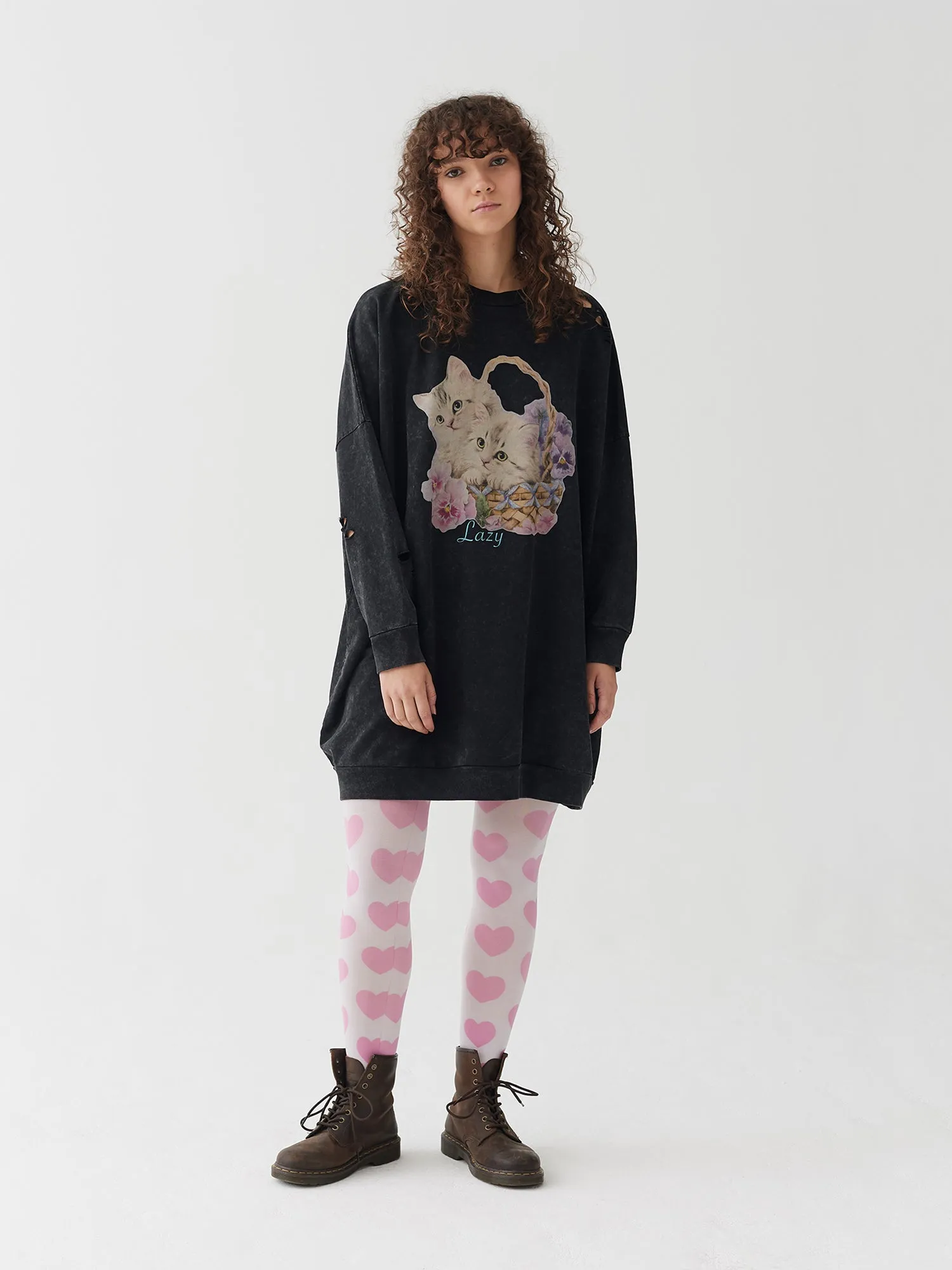 Lazy Oaf Basket O' Cats Sweater Dress