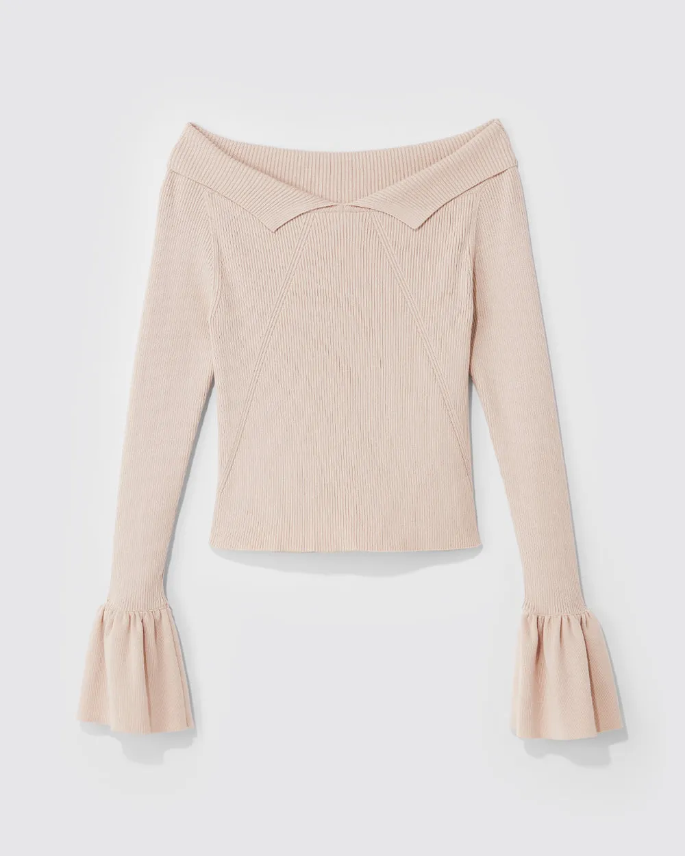 Linen Beige Fan Knit Top