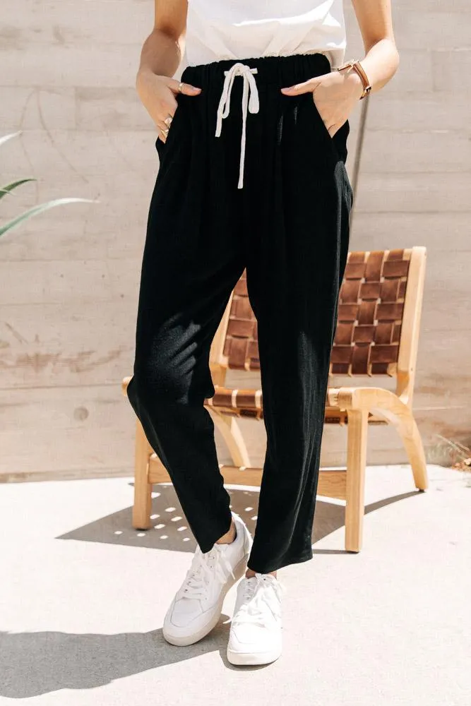 Linen Joggers in Black