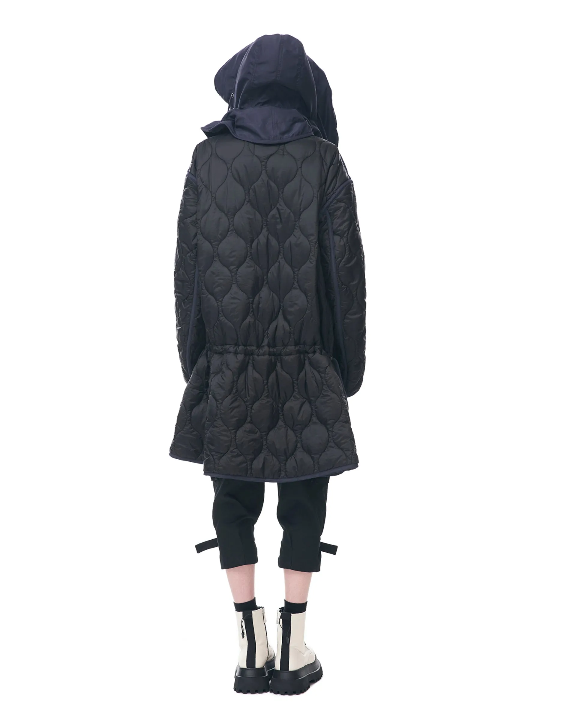 Long Parka Jacket With Quilted Back