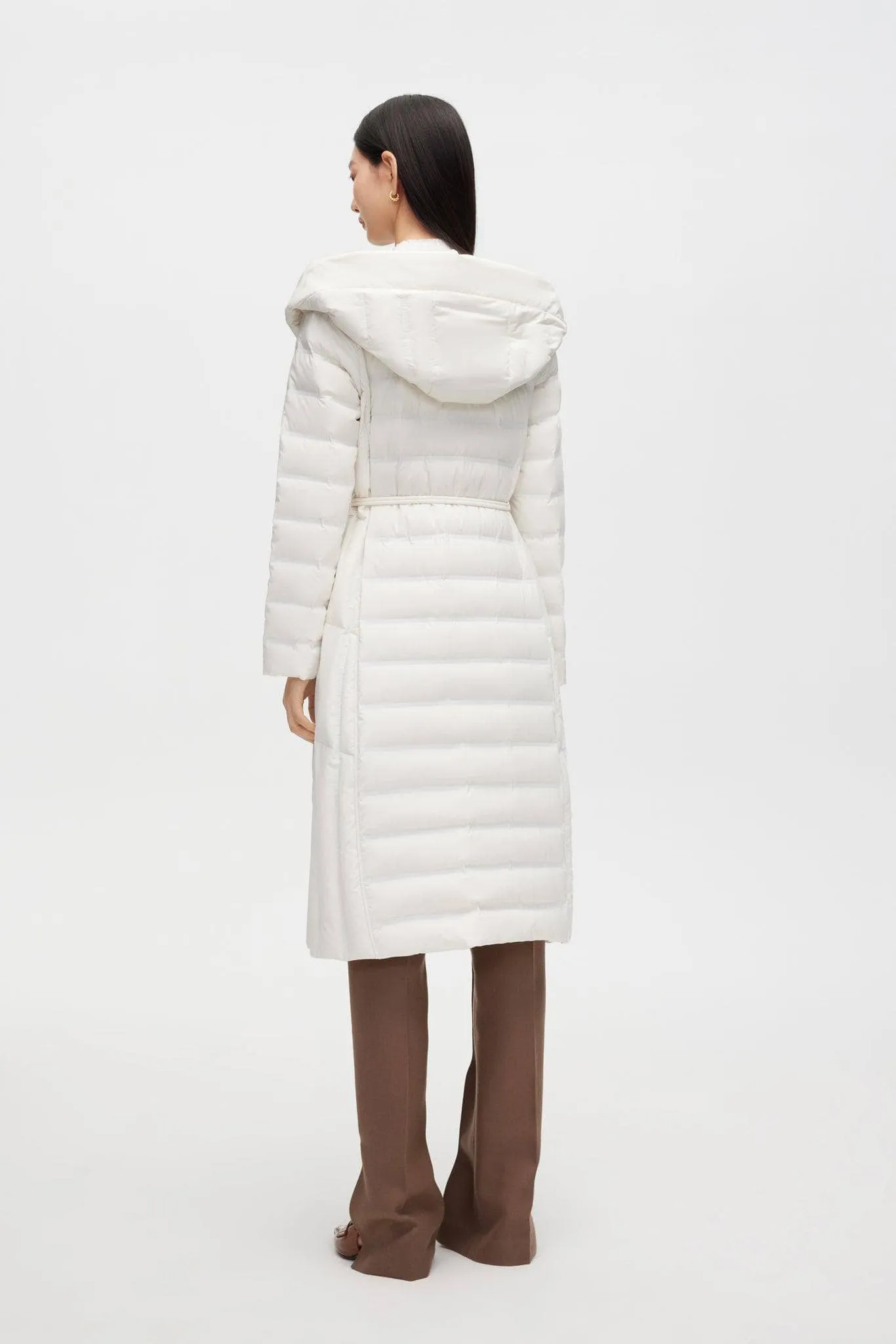 Long Wrap Goose Down Coat With Belt