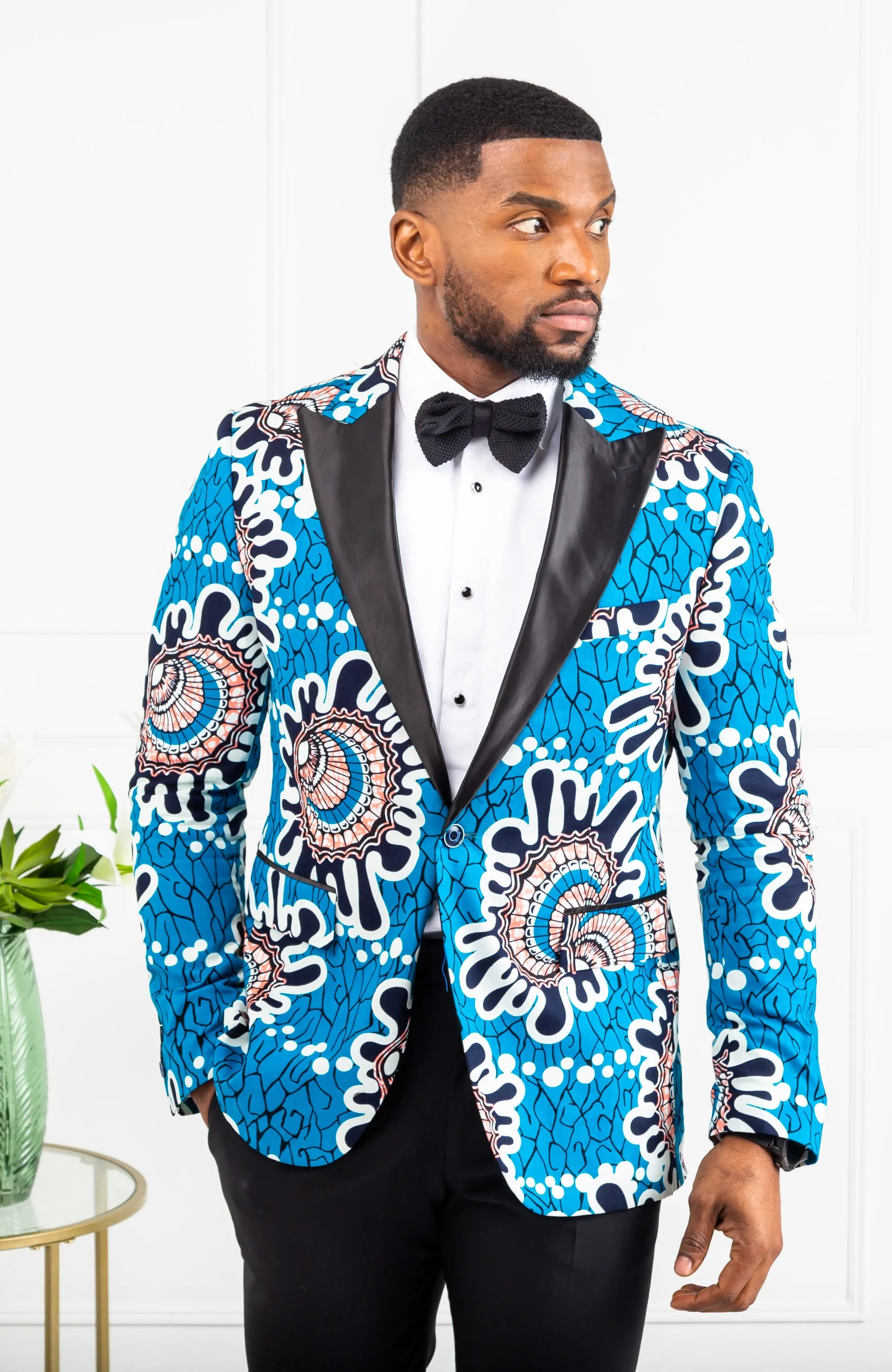 Men African Fashion - Tailored Fit Shawl Collar African Print Blazer for Men - GERALD