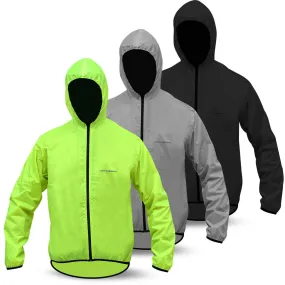 Mens Cycling Hooded Jacket High Visibility Waterproof Running Top Rain Coat