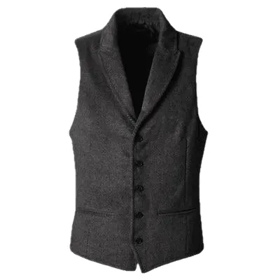 Men'S Double Breasted Vest Formal Grey Slim Business Jacket