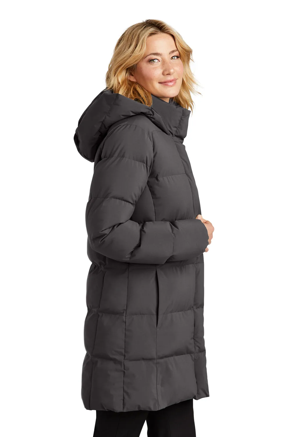 Mercer Mettle Womens Water Resistant Full Zip Hooded Puffy Parka - Anchor Grey