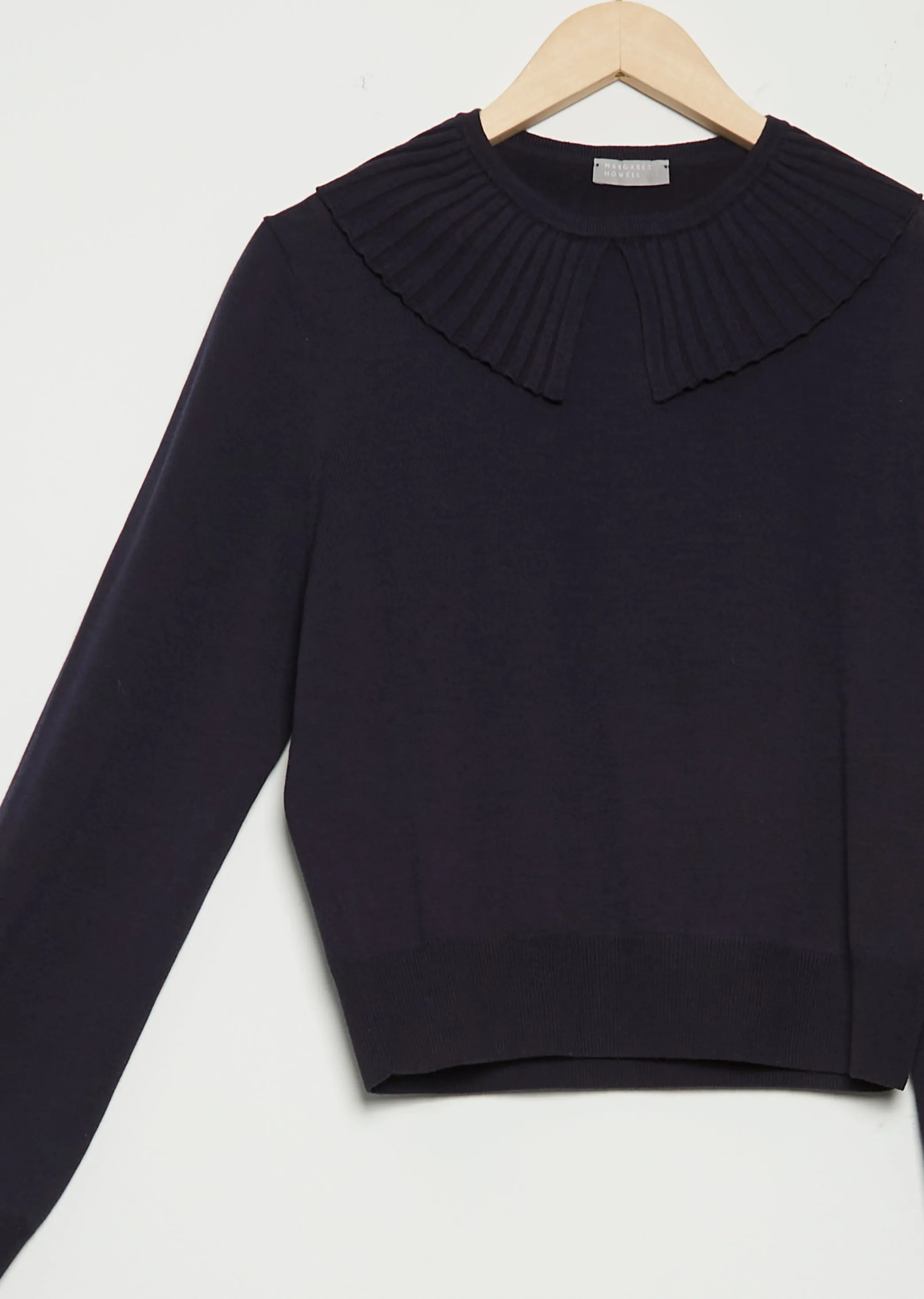 Merino Wool Fluted Collar Jumper