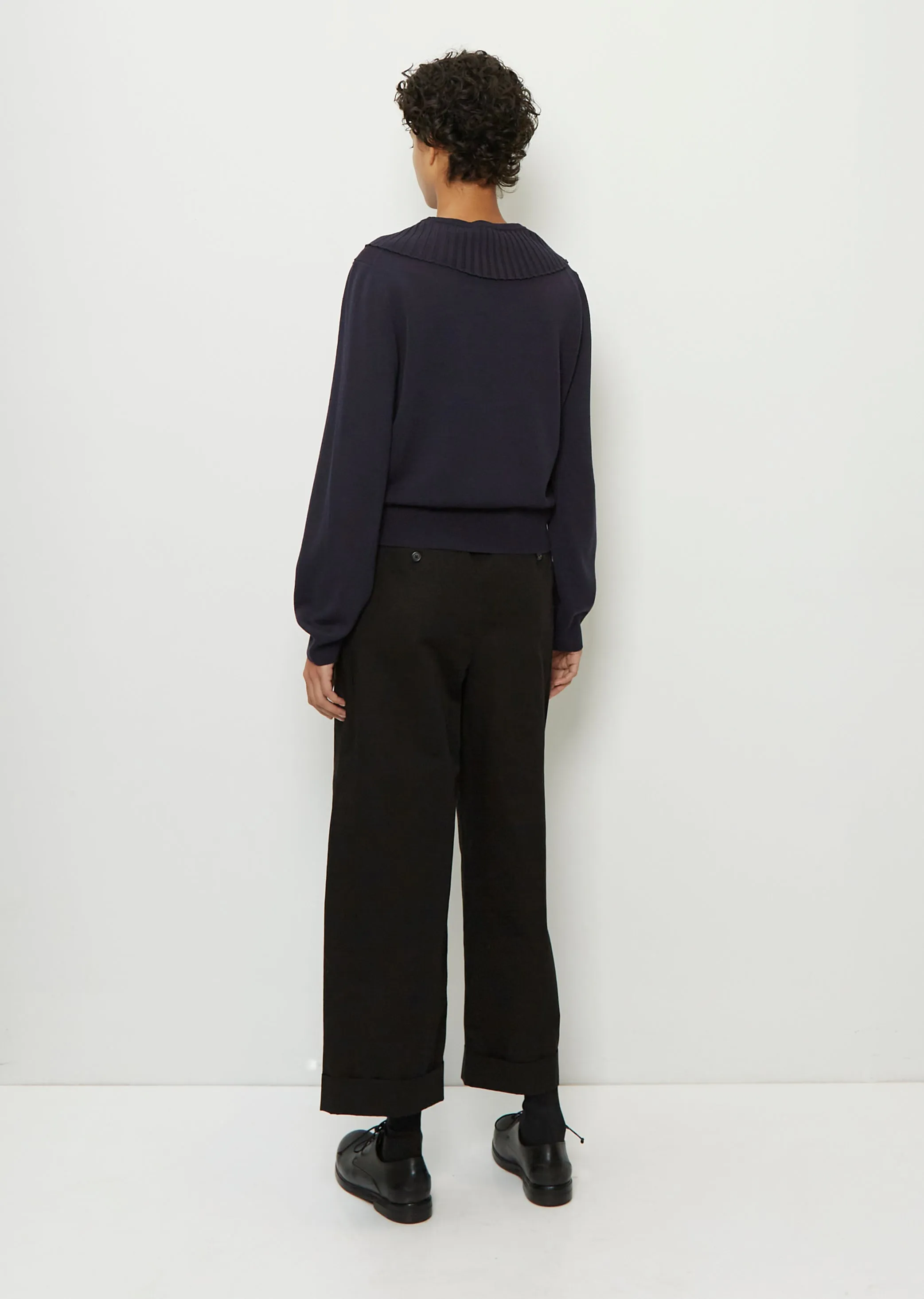 Merino Wool Fluted Collar Jumper