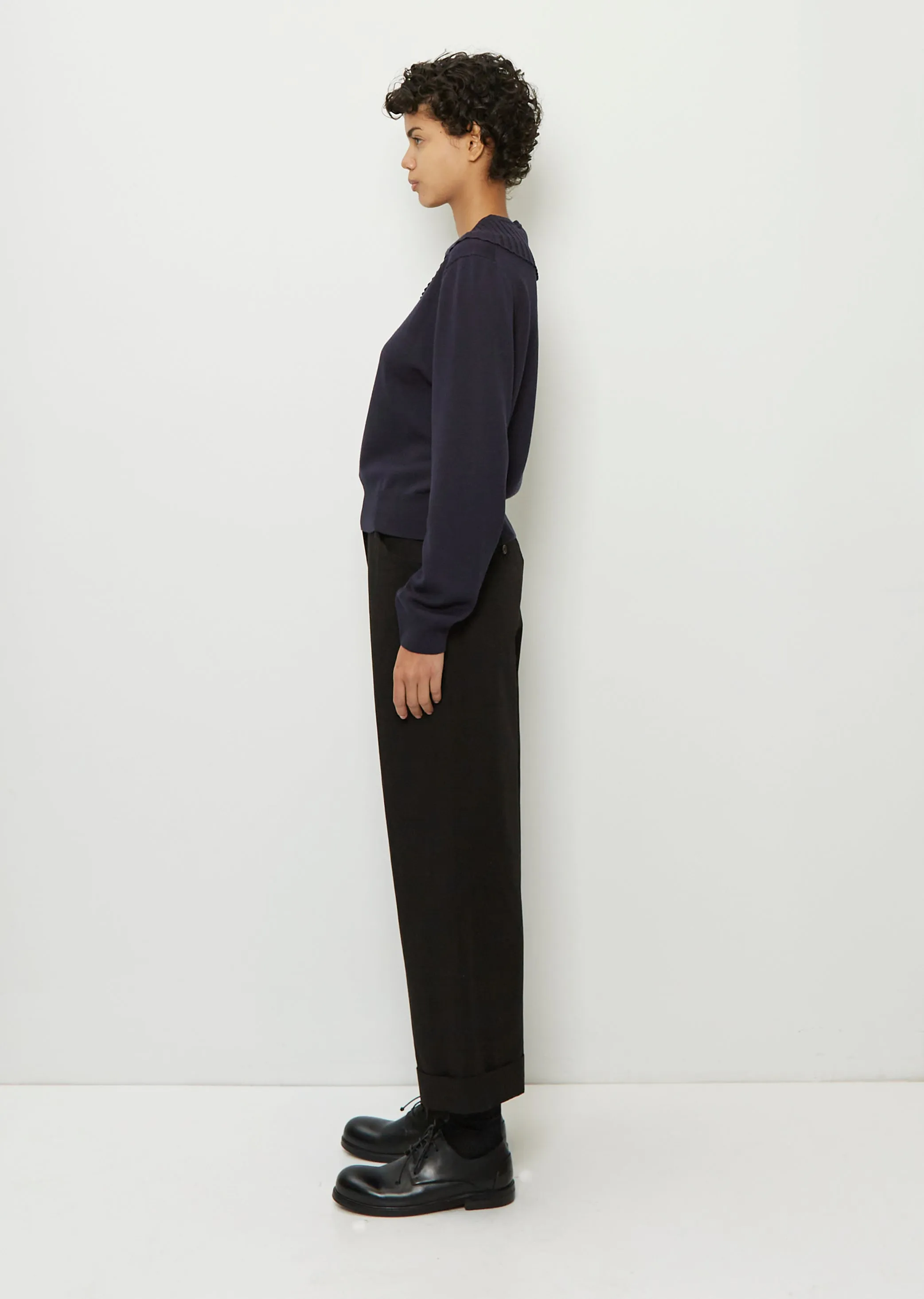 Merino Wool Fluted Collar Jumper