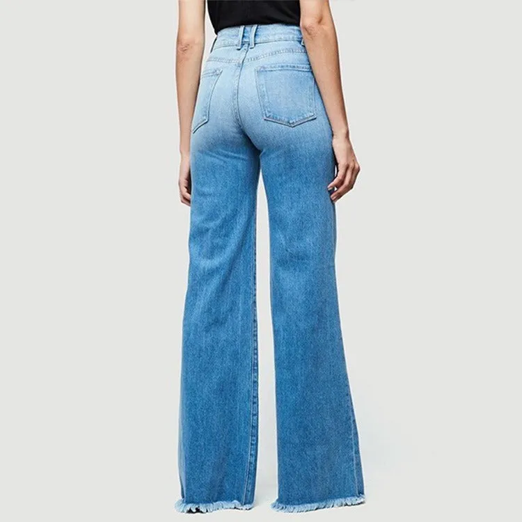 Mid Rise Loose Fit Flare Jeans (Light/Dark Blue, Black)