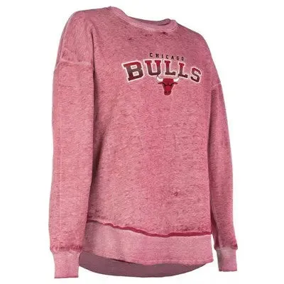 NBA Chicago Bulls Women's Ombre Arch Print Burnout Crew Neck Fleece Sweatshirt