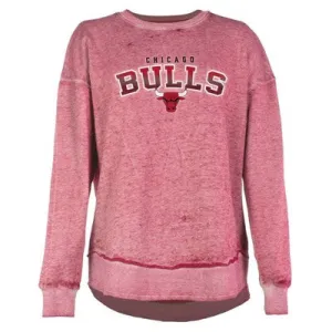 New - NBA Chicago Bulls Women's Ombre Arch Print Burnout Crew Neck Fleece Sweatshirt - L