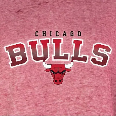 New - NBA Chicago Bulls Women's Ombre Arch Print Burnout Crew Neck Fleece Sweatshirt - L