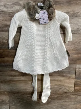 NEW Tahari 2pc Sweater Dress & Tights White sz 3-6m