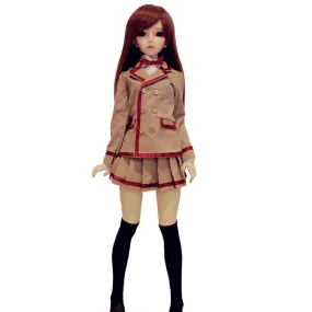 niannyyhouse 1/3 1/4 BJD Dolls Clothes Khaki Coat White Shirt Pleated Skirt Socks School Uniform Outfit Ball Jointed Dolls Accessories Dress Up Gift