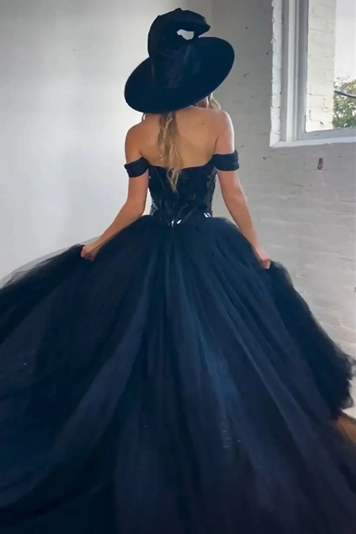 Off Shoulder Black Big Sequins Long Prom Dress with High Slit, Off the Shoulder Black Formal Dress, Black Evening Dress A2116