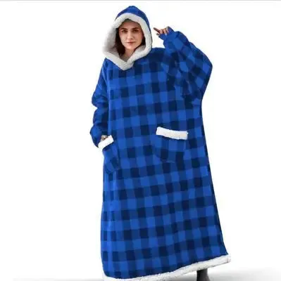 Oversized Cozy Warm Fleece Hoodie Blanket with Long Sleeves and pockets