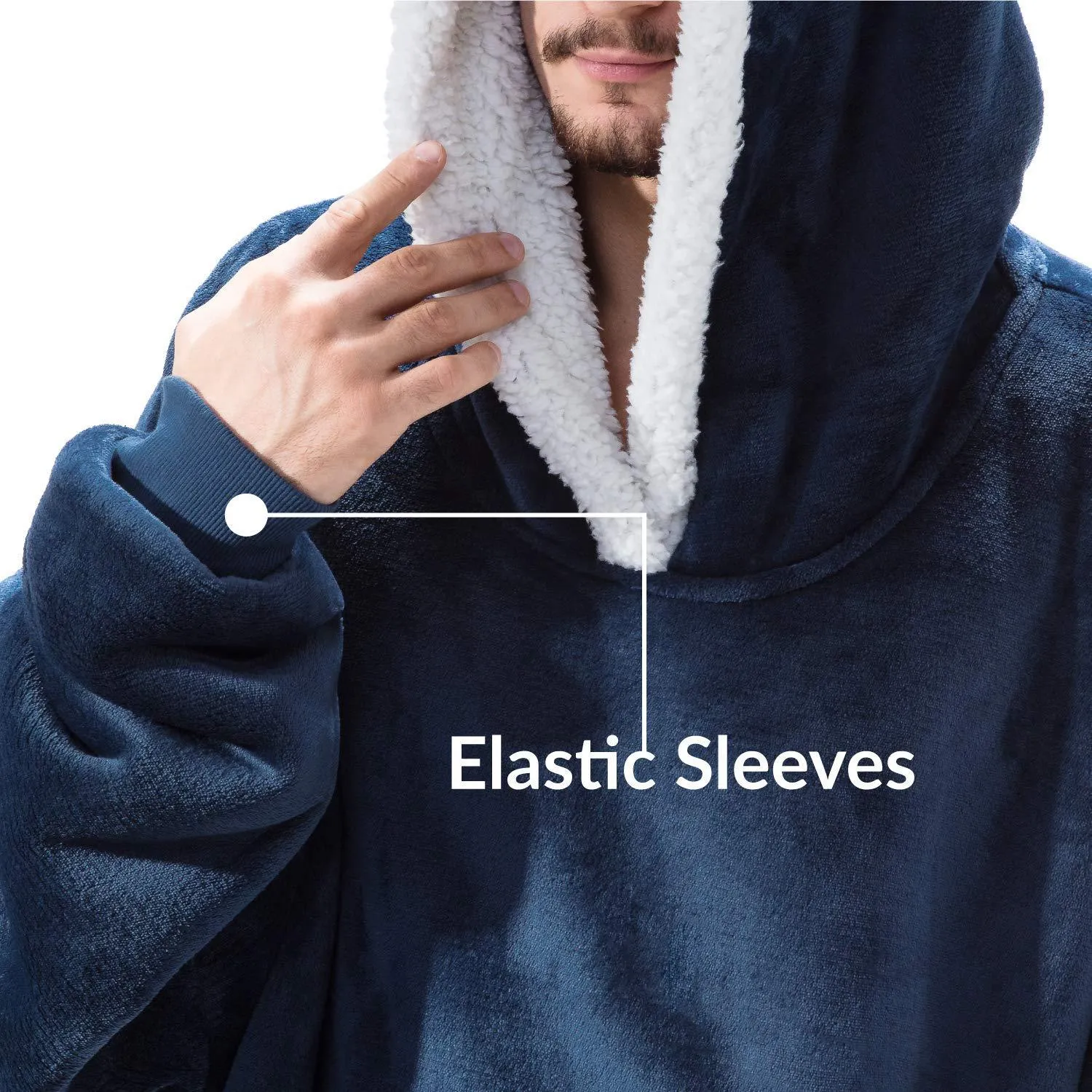 Oversized Cozy Warm Fleece Hoodie Blanket with Long Sleeves and pockets