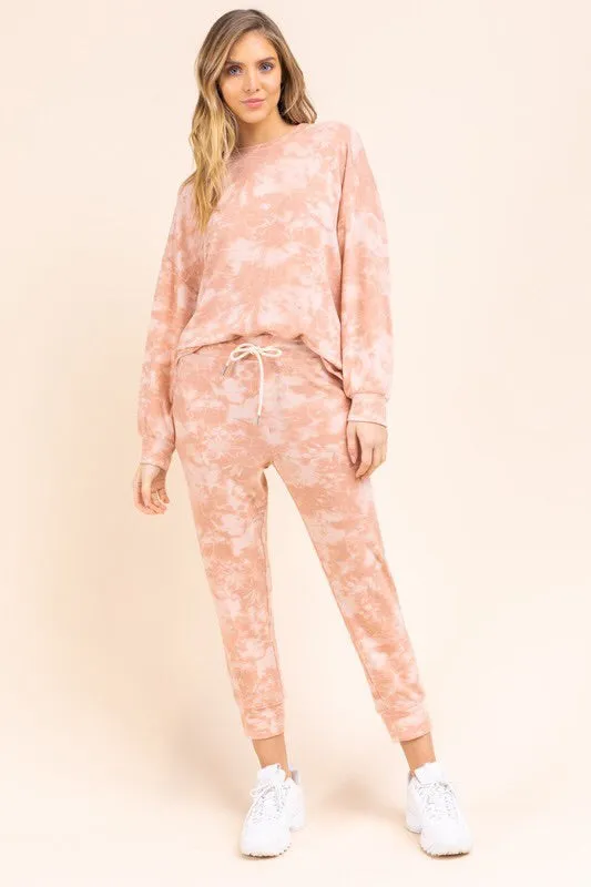 Peach Tie Dye Loungewear Set