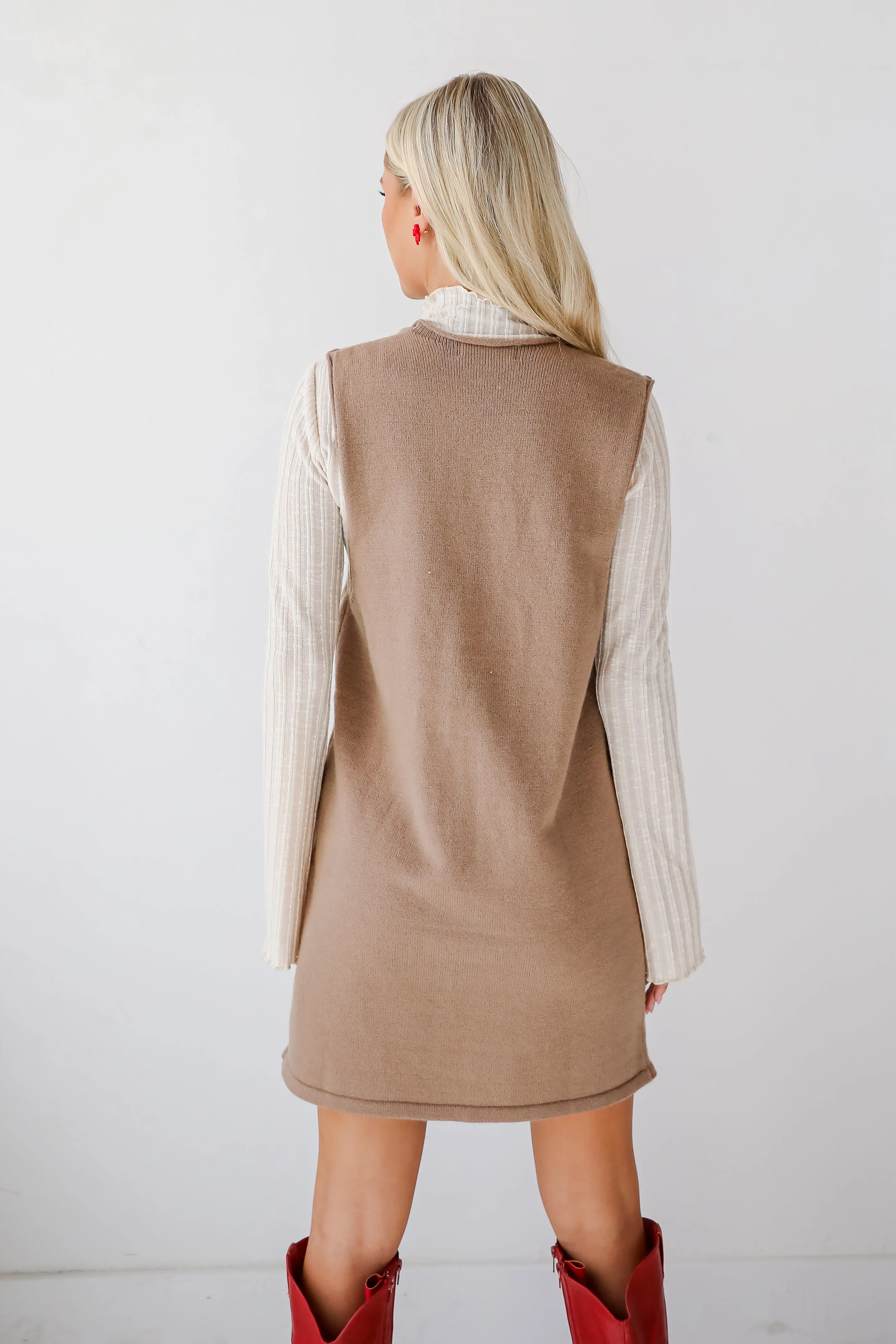 Perfect Outcome Mocha Mini Sweater Dress - DOORBUSTER