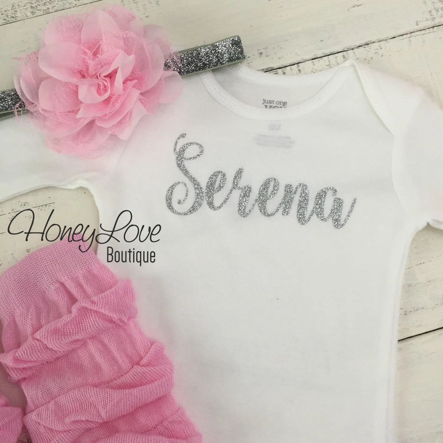 Personalized Name Outfit - Light Pink Leg Warmer and Headband