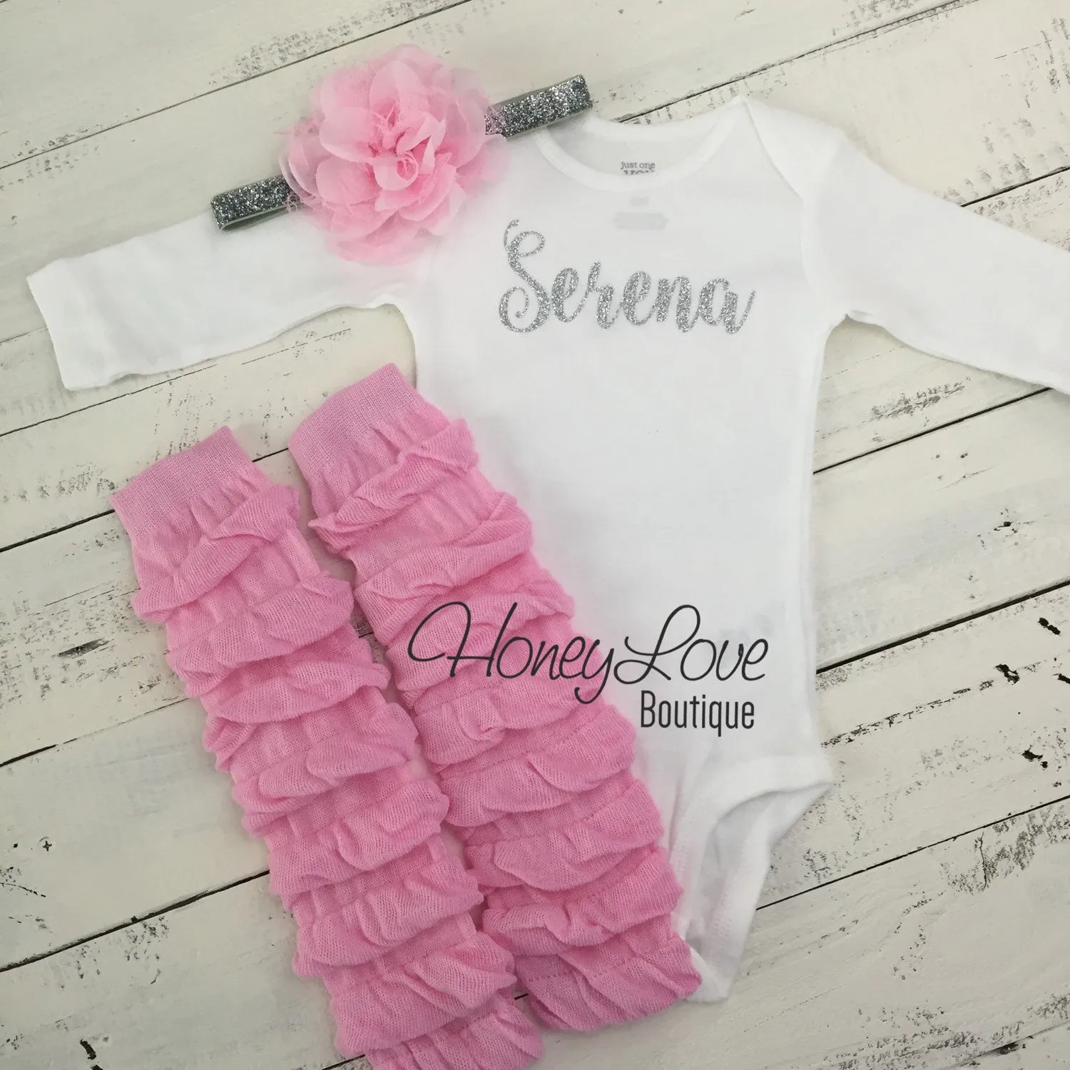 Personalized Name Outfit - Light Pink Leg Warmer and Headband