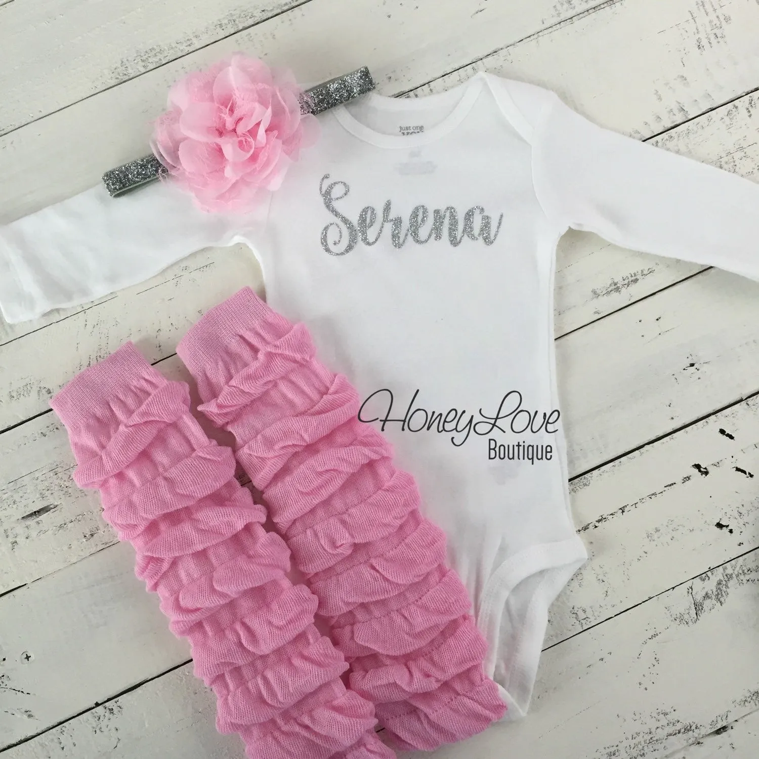 Personalized Name Outfit - Light Pink Leg Warmer and Headband